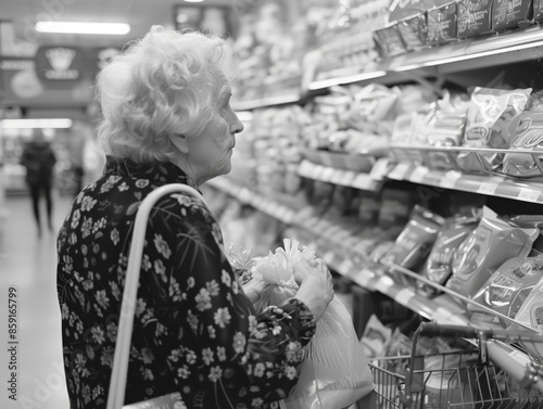 Obraz na płótnie Senior lady goes shopping w salonie