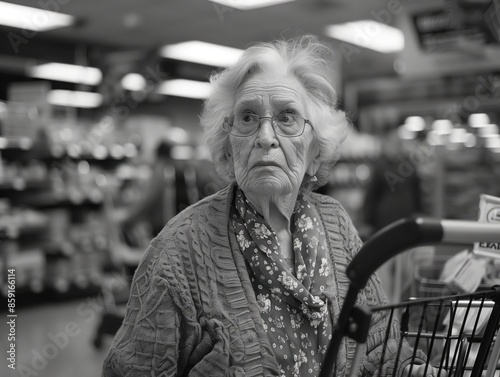 Obraz na płótnie Senior lady goes shopping w salonie