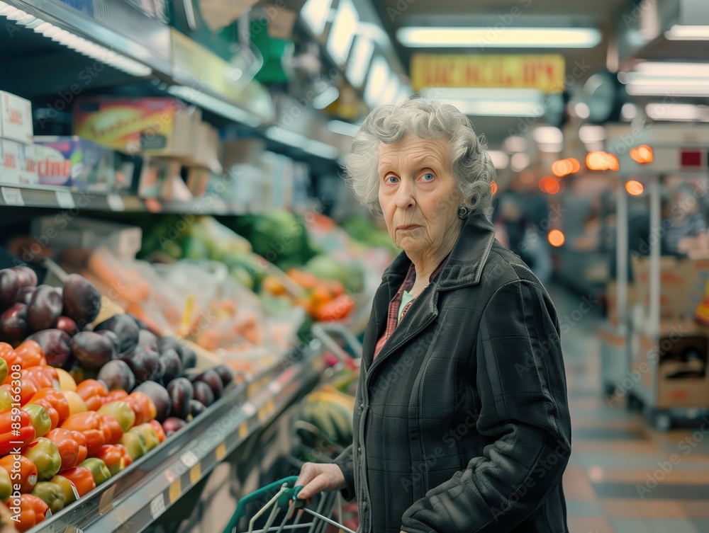 Senior lady goes shopping