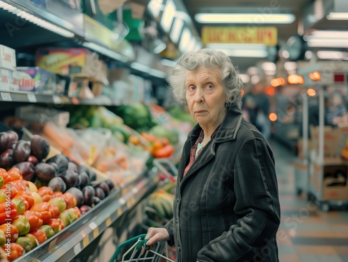 Obraz na płótnie Senior lady goes shopping w salonie