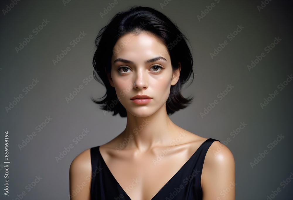 Beautiful elegant woman front view photo