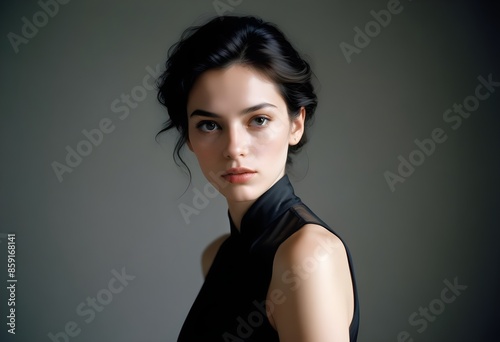 Beautiful elegant woman front view photo