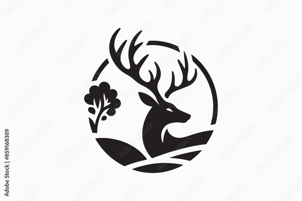 Deer logo silhouette vector style with white background Deer logo silhouette vector style with white background