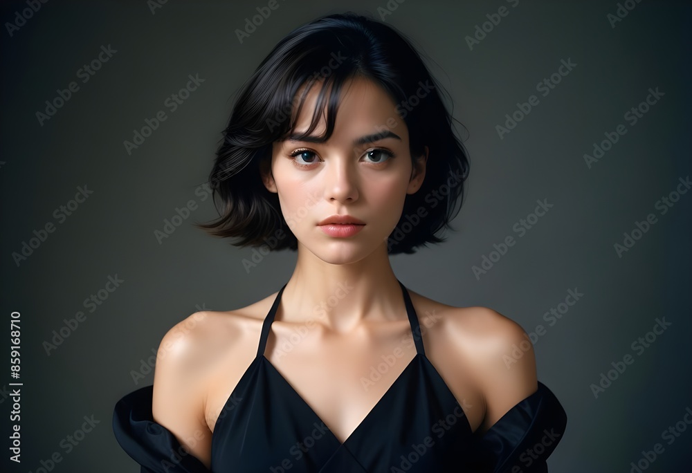 Beautiful elegant woman front view photo