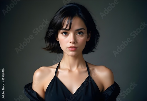 Beautiful elegant woman front view photo