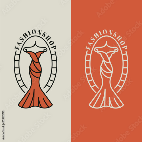 abstract beauty women's dress fashion logo design illustration
