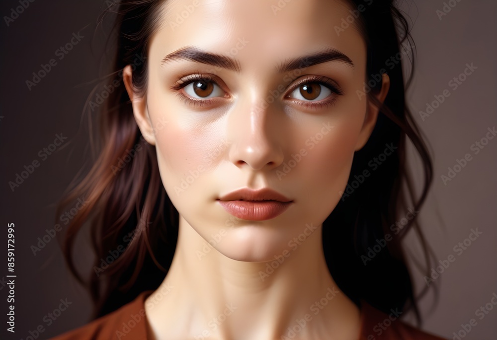 Obraz premium Beautiful elegant woman front view photo