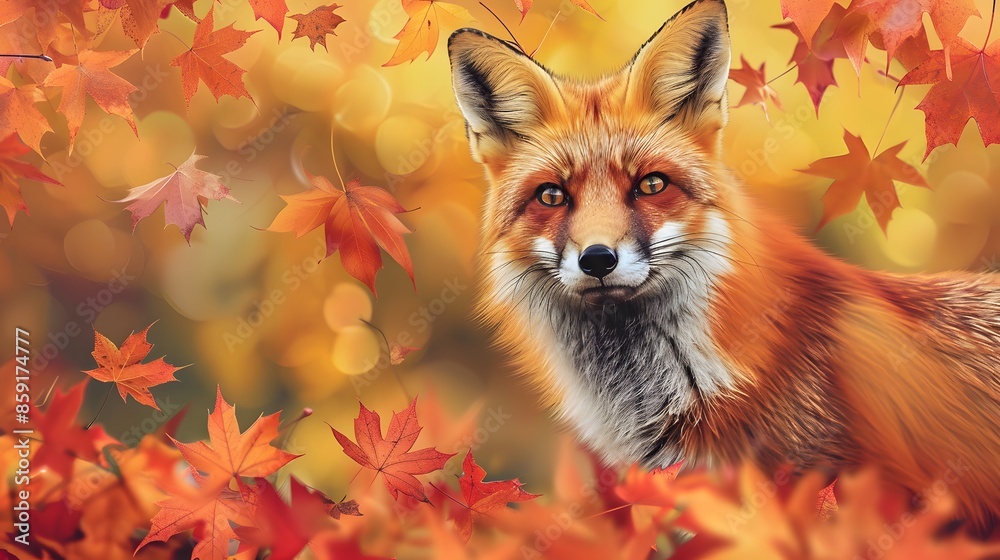 Cute Red Fox, Vulpes vulpes, fall forest. Beautiful animal in the nature habitat. Orange fox, detail portrait, Czech. Wildlife scene from the wild nature. Red fox running in orange autumn leaves. Cute Red Fox, Vulpes vulpes, fall forest. Beautiful animal in the nature habitat. Orange fox, detail portrait, Czech. Wildlife scene from the wild nature. Red fox running in orange autumn leaves.
