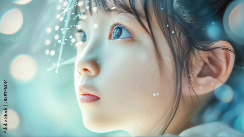 A Child's Vision of the Future: Young Girl Looks Towards a Bright, Technological World. Innovation, Hope, AI Concept. A Child's Vision of the Future: Young Girl Looks Towards a Bright, Technological World. Innovation, Hope, AI Concept.