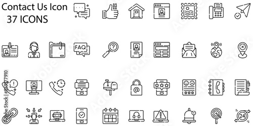Set of contact us icons. Gradient style icon bundle. Vector Illustration