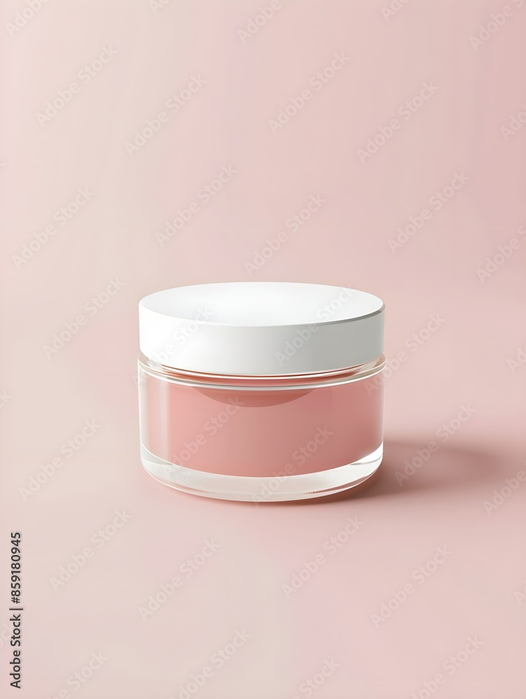 cream jar light pink color with white lid, cosmetic product presentation mock up cream jar light pink color with white lid, cosmetic product presentation mock up
