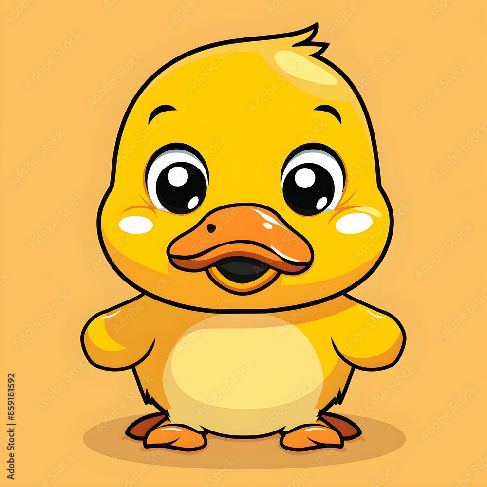 Fototapeta premium Cute cartoon duck with isolated background. Ideal for web design, marketing materials, and mobile apps