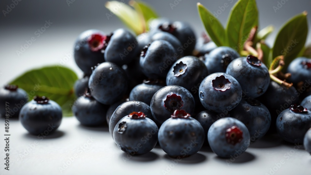 bunch of blueberry on white table and plain background with dramatic lighting bunch of blueberry on white table and plain background with dramatic lighting