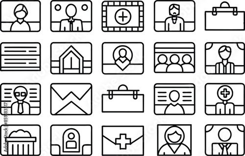 visit icon set . editable stroke outline icons set. vector illustration.

