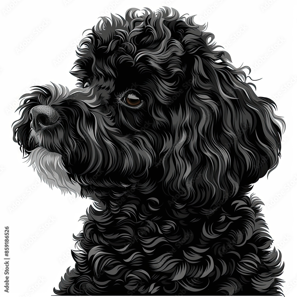 A black and white drawing of a dog A black and white drawing of a dog