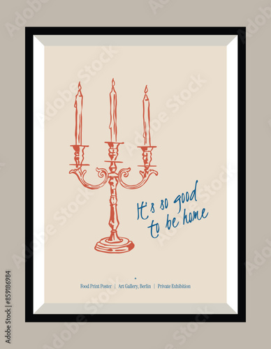Minimal hand drawn vector dolce vita illustration with aesthetic quote in a poster frame. Matisse style illustrations.	