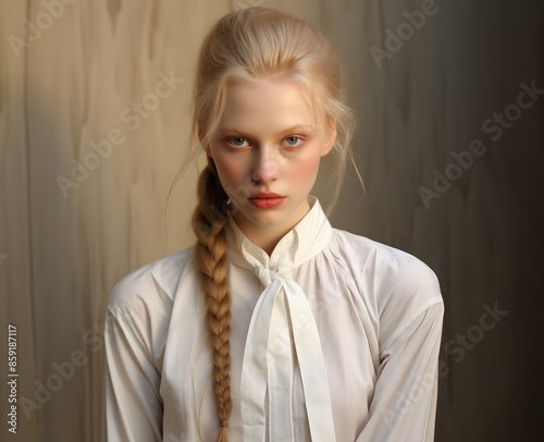 High-Resolution Front-Facing Portrait of a White Woman