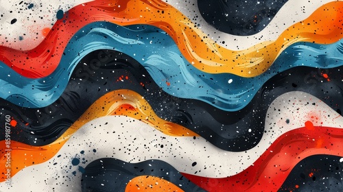 Wallpaper Mural Colorful Abstract Wavy Lines On A Black Background Torontodigital.ca