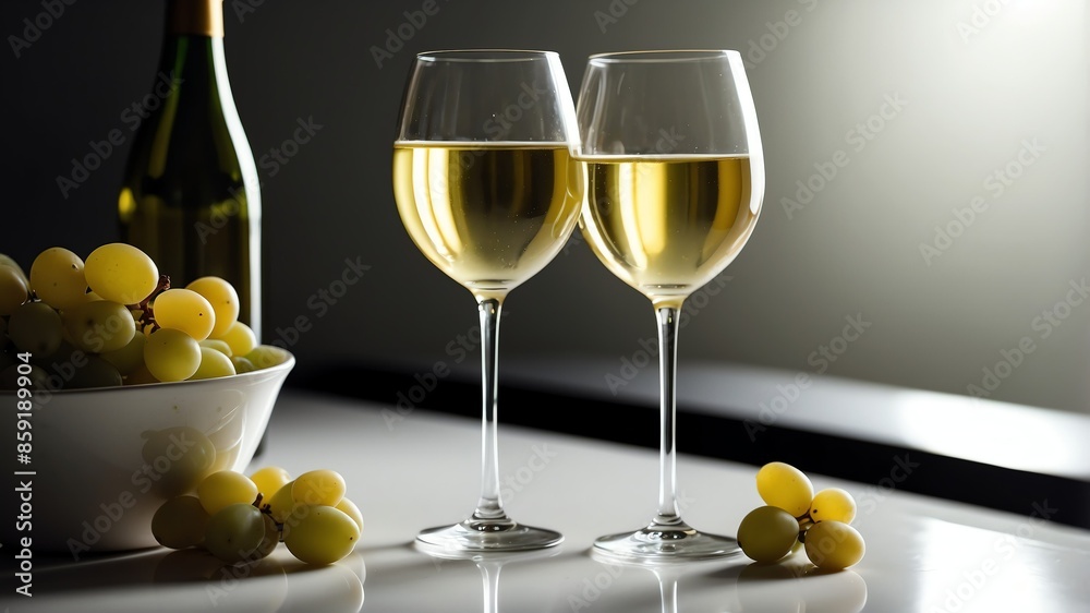 glass of white table and plain background with dramatic lighting glass of white table and plain background with dramatic lighting