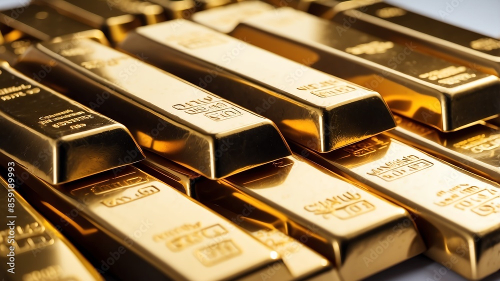 gold bars on white table and plain background with dramatic lighting gold bars on white table and plain background with dramatic lighting