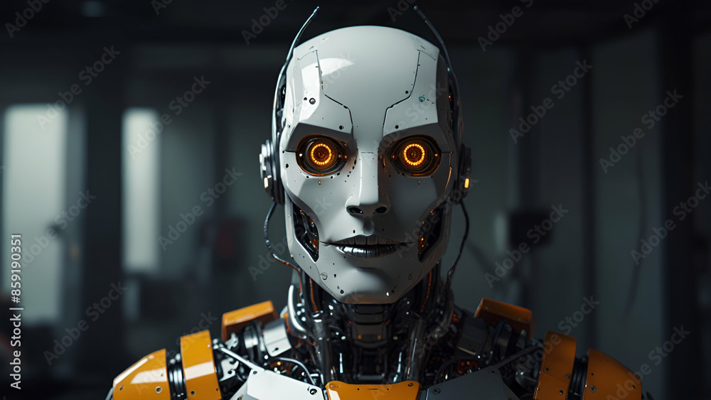 Fototapeta premium Robot, A machine with human-like abilities, designed to perform tasks automatically or via control.