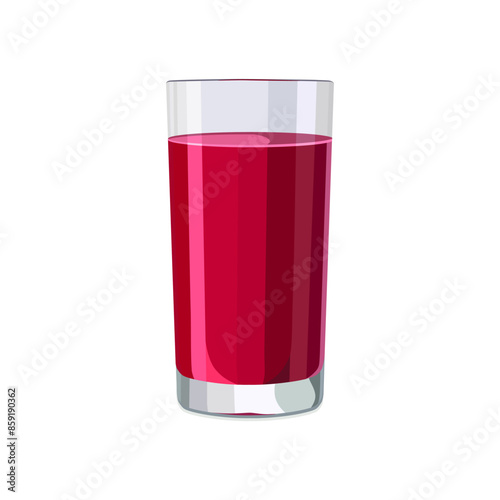 Full glass of pink juice. Isolated vector summer drink for flat design