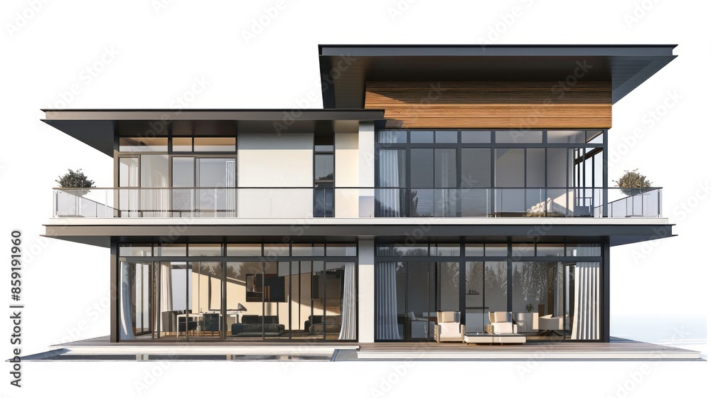 3d render of a modern house on isolate transparency onâ€‹ whiteâ€‹ background 