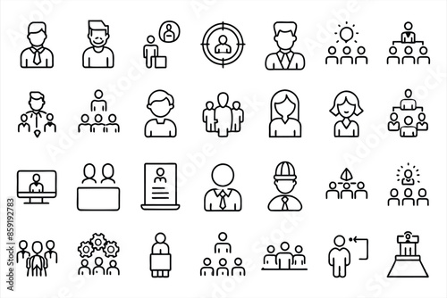 Stakeholder icon set. editable stroke outline icons set. vector illustration.
