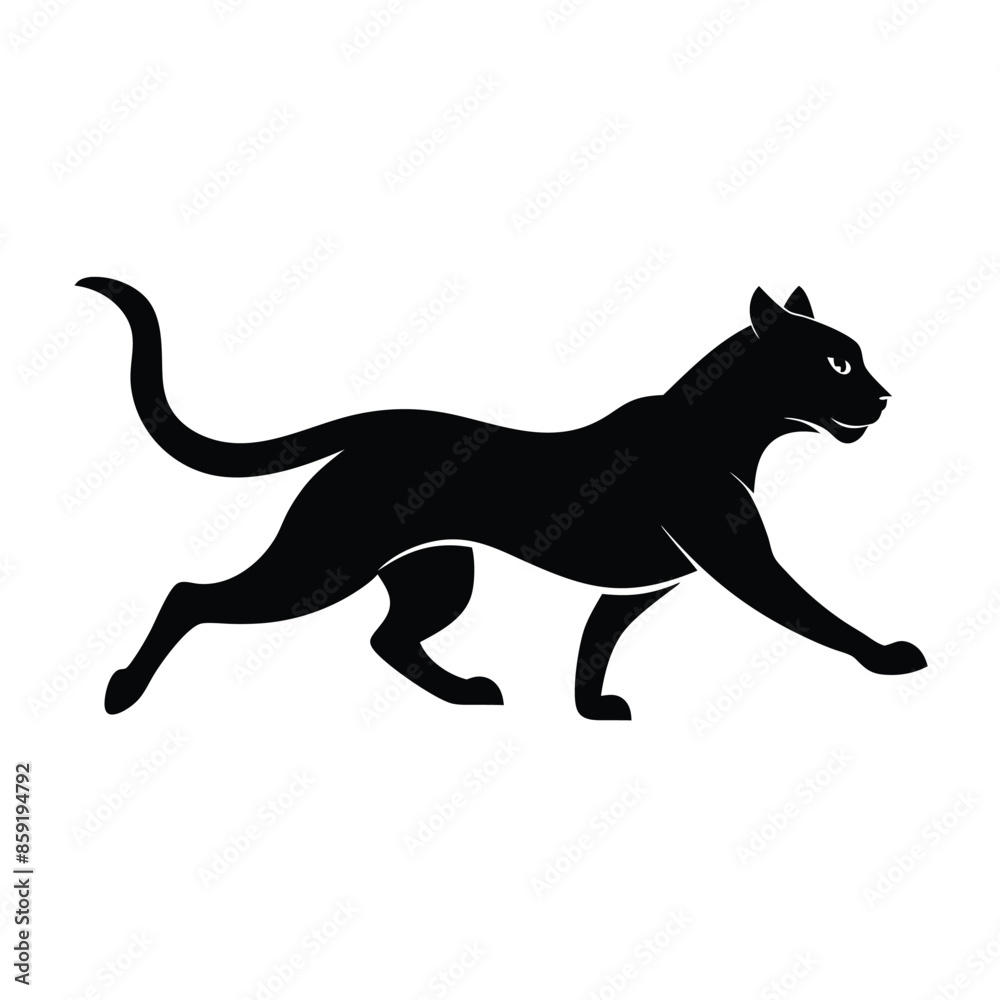 Silhouette of a cat running on a white background. Silhouette of a cat running on a white background.