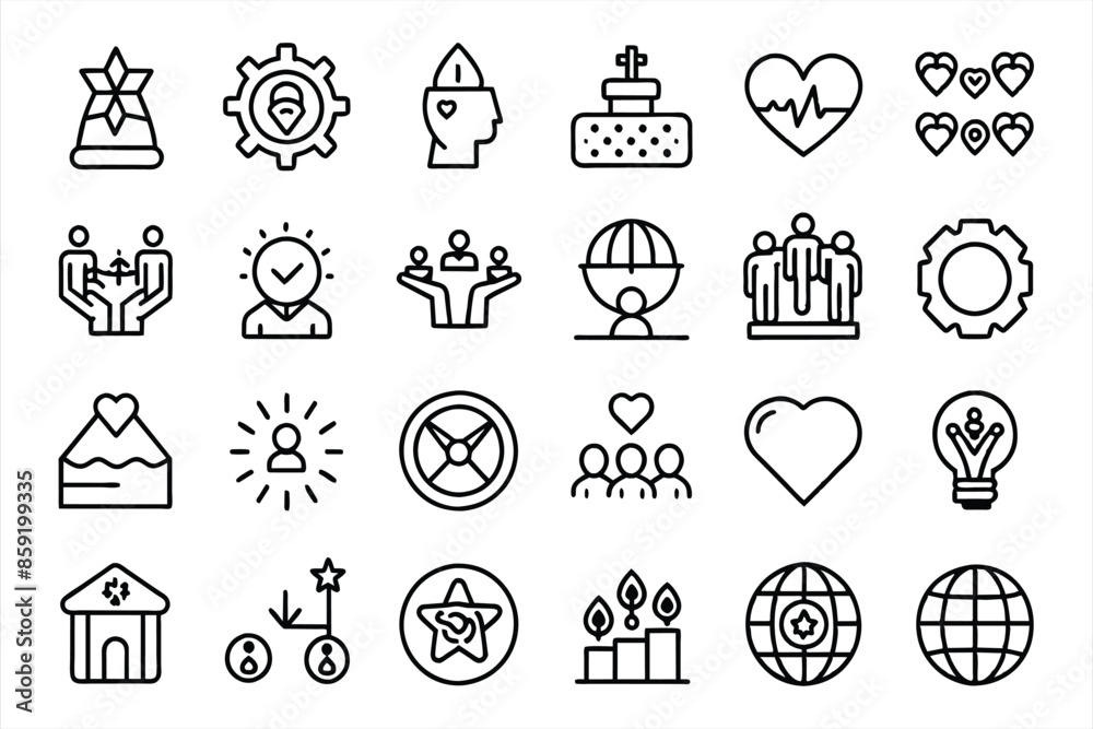 Core Values Thin Line Icon Set. editable stroke outline icons set. vector illustration.
Core Values Thin Line Icon Set. editable stroke outline icons set. vector illustration.