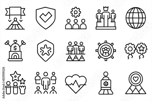 Core Values Thin Line Icon Set. editable stroke outline icons set. vector illustration.
