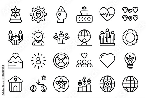 Core Values Thin Line Icon Set. editable stroke outline icons set. vector illustration.
