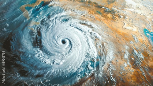 Satellite image of a tropical storm - hurricane or cyclone or typhoon. Climate change concept. Elements of this image