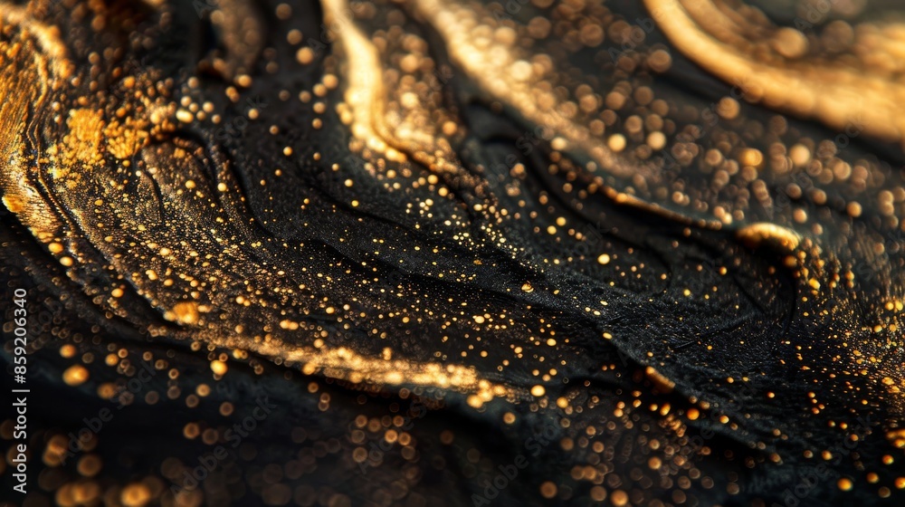 Abstract Black and Gold Swirls with Glitter Abstract Black and Gold Swirls with Glitter