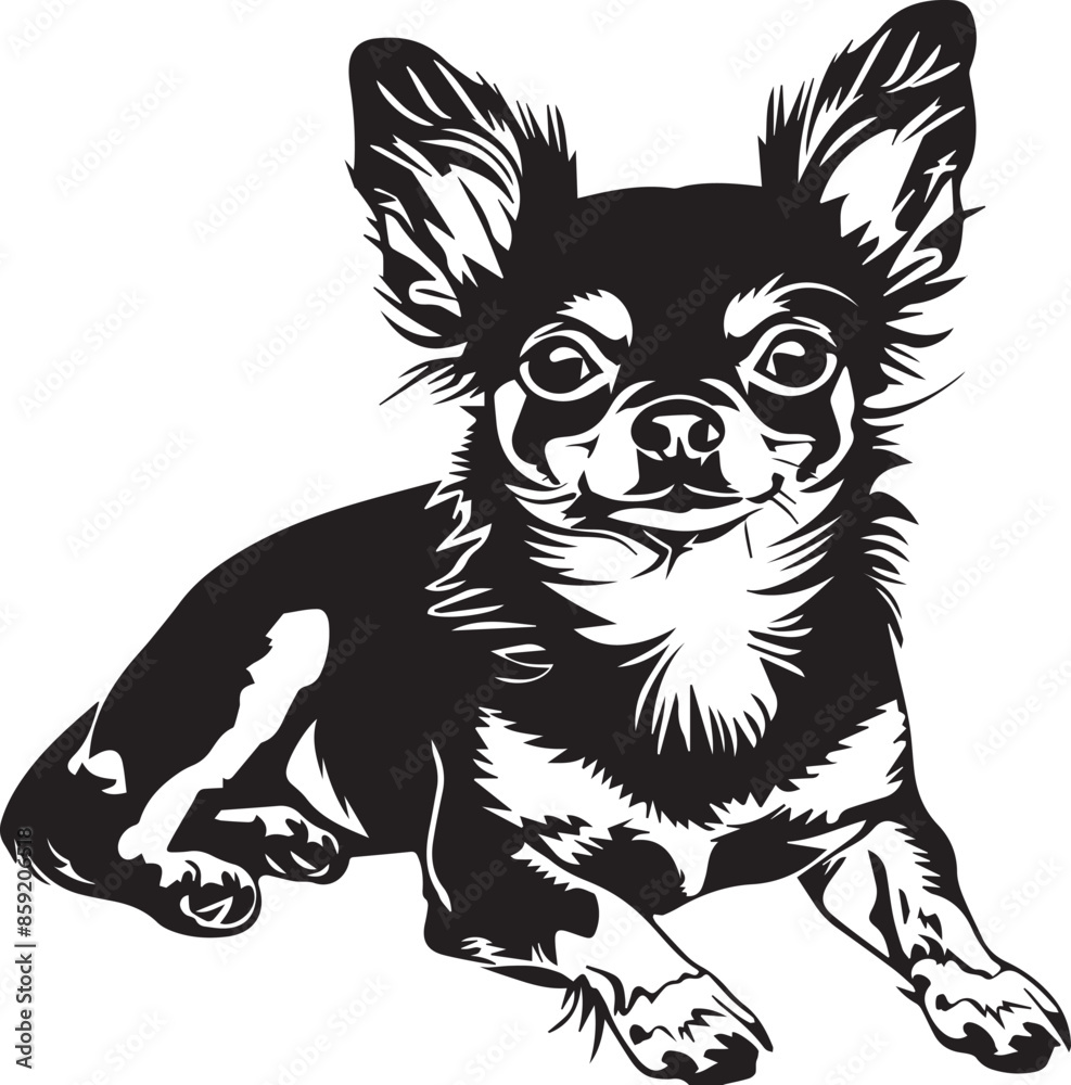 black and white lying chihuahua dog black and white lying chihuahua dog