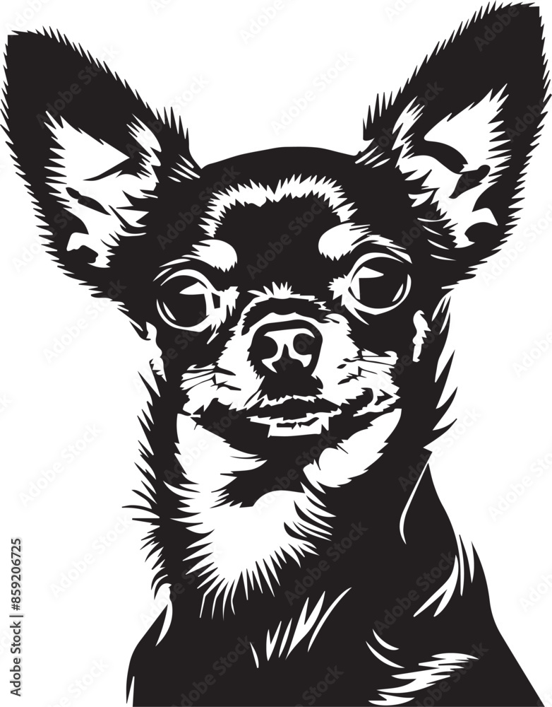 black and white illustration of a chihuahua dog black and white illustration of a chihuahua dog