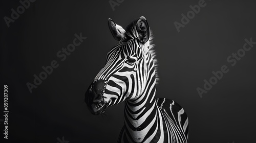 Wallpaper Mural portrait of zebra. Black and white version.  Torontodigital.ca