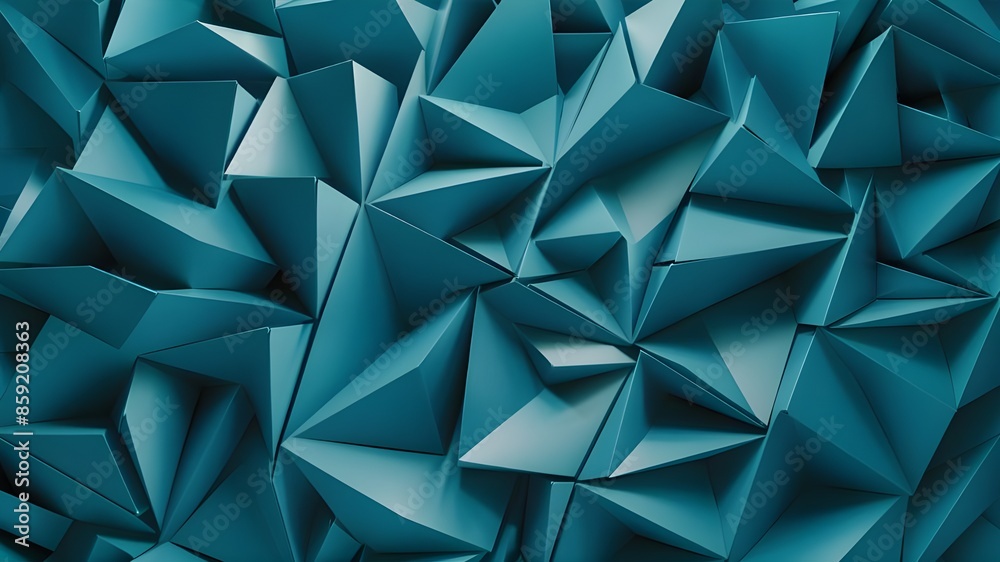 Fototapeta premium Abstract teal triangle pattern geometric background 3D rendering modern design Vector illustration