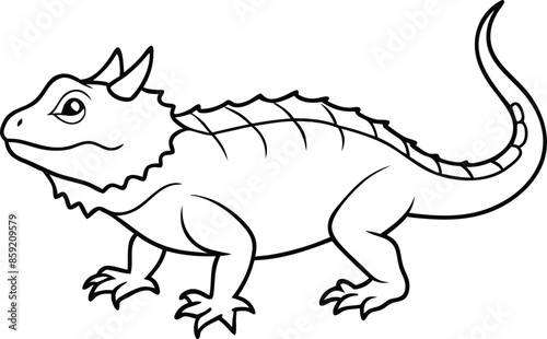 Horned lizards outline vector template illustration design