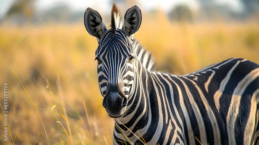 Naklejka premium portrait of zebra. Black and white version. 