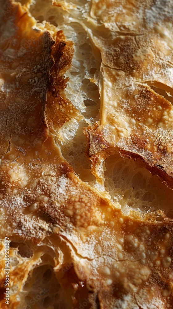 Close-up of crispy golden brown crust on freshly baked bread Close-up of crispy golden brown crust on freshly baked bread