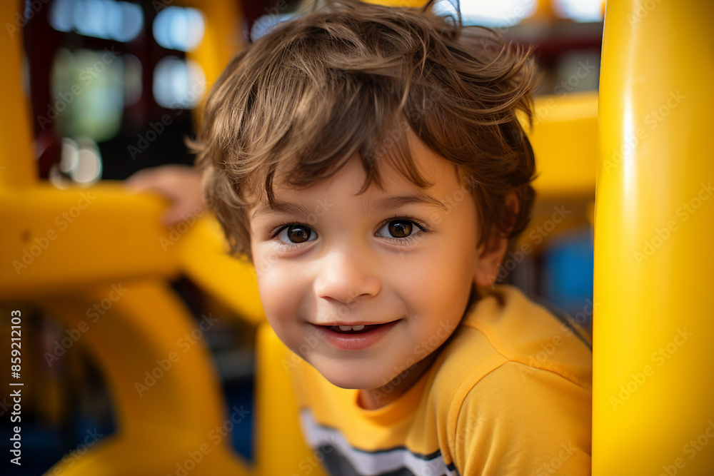 Cute children in playground playroom territory having fun playful childish mood made by Generative AI Cute children in playground playroom territory having fun playful childish mood made by Generative AI