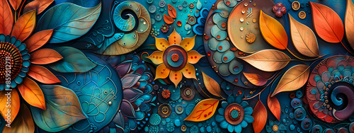 colorful flower wallpaper design © Riverland Studio