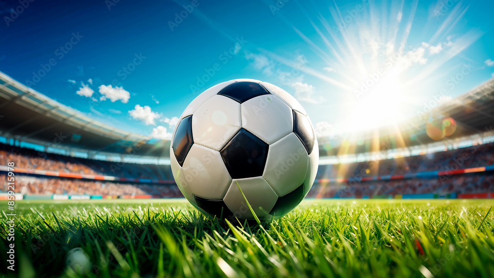 Fototapeta premium Soccer stadium arena with natural green grass, football concept