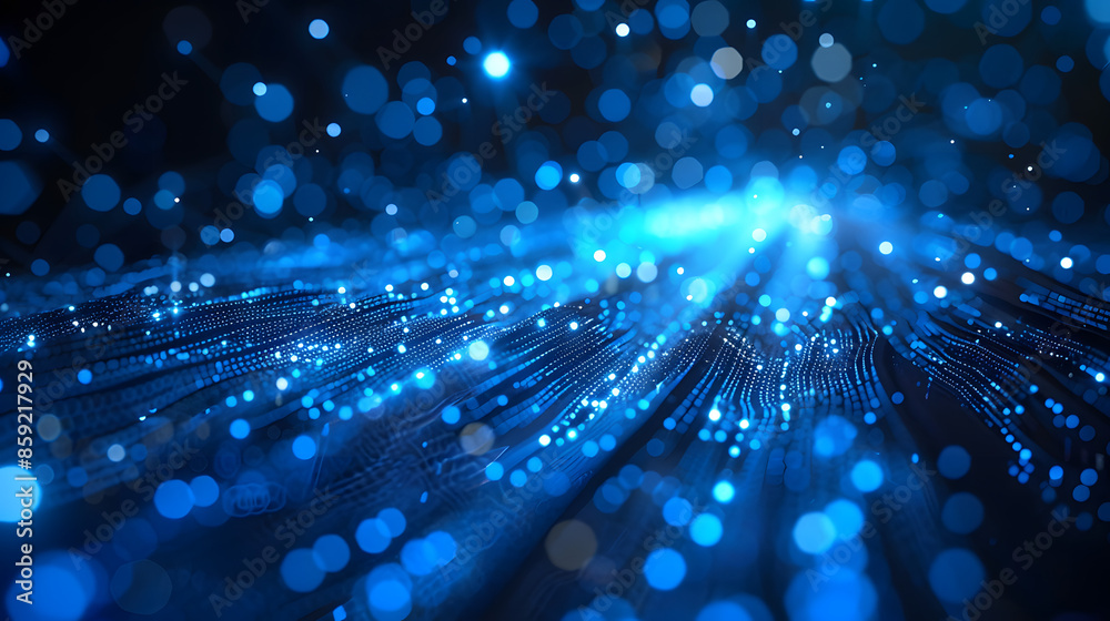 Fototapeta premium Abstract technology background with fiber optic network connections. Hyper fast Broadband for Global Data transfer