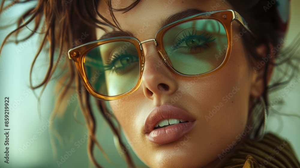 a person wearing a high skate fashion, brown clear sunglasses (glasses), background is light a person wearing a high skate fashion, brown clear sunglasses (glasses), background is light