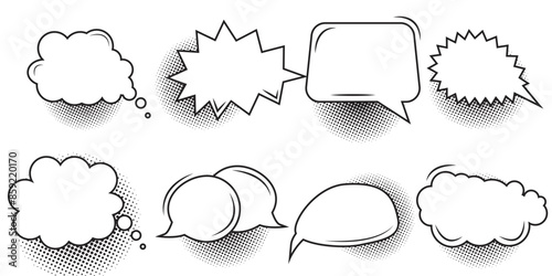Anime comic cartoon bubble speech element graphic effects hand drawn doodle vector illustration