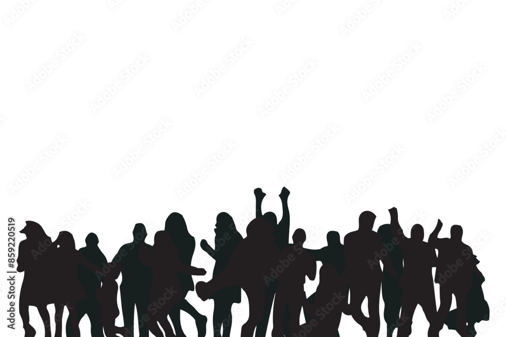 vector silhouette crowd people illustration