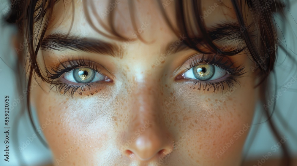 cute girl with large brown eyes and super thick dark black eyeliner and mascara. cute girl with large brown eyes and super thick dark black eyeliner and mascara.