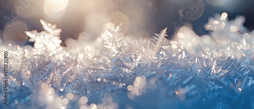 Close up of ice crystals with intricate details